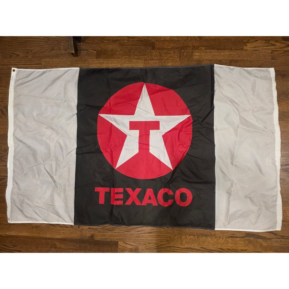 Vintage Texaco Gas Station Flag 3x5 Red Star Logo Banner Petroliana Decor